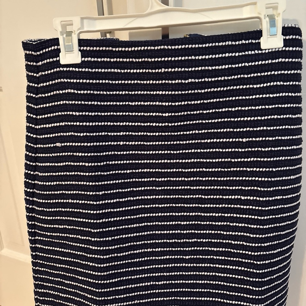 J. Crew Navy Blue and white Ribbed A line Skirt